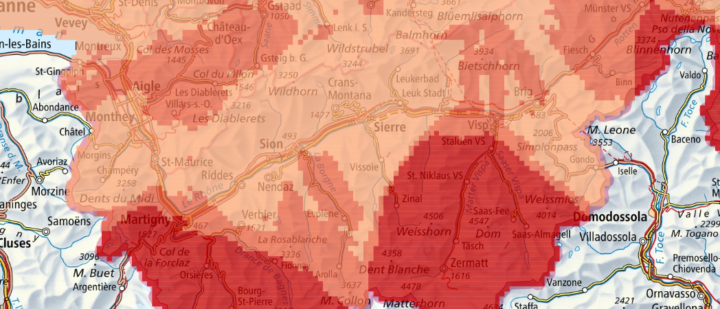Radonkarte Ausschnitt wallis